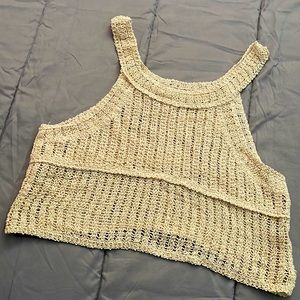 Boho chic knit natural top